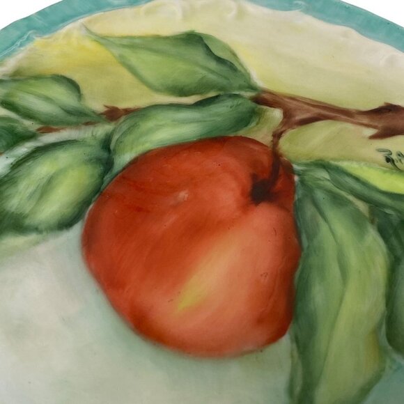 Vintage Plate Botanical Apple Hand Painted Ceramic Signed R. Anderson - Picture 8 of 9